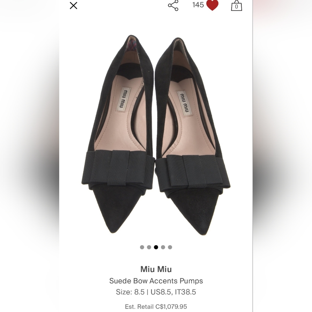Miu Miu Suede Bow Accent Pumps - Picture 4 of 6